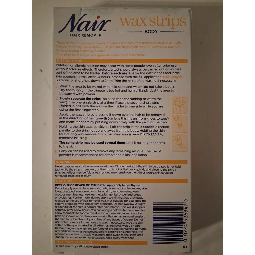3 Nair Legs & Body Wax Strips Sensitive Skin 48 Total Long Lasting Hair Removal